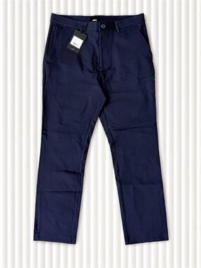 NWT AWAY Travel Men Navy Blue Chino Trouser Pants US36 Preppy Classic Minimal